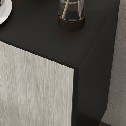 HOMCOM Kitchen Sideboard Storage Cabinet for Living Room with Adjustable Shelves 4 Doors and Pine Wood Legs Black 