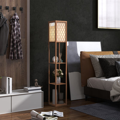 HOMCOM Three-Shelf Standing Lamp - Natural 