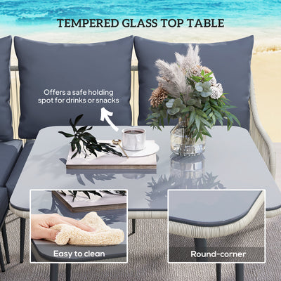 Outsunny Six-Piece Rattan Strong Garden Sofa Set - Grey 