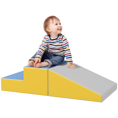 HOMCOM 2 Piece Soft Play Set for Toddler Climb and Crawl, for 12-36 Months, Grey 