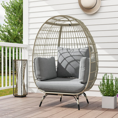 Outsunny Rattan Egg Chair with Cushions and Pillows, Charcoal Grey 