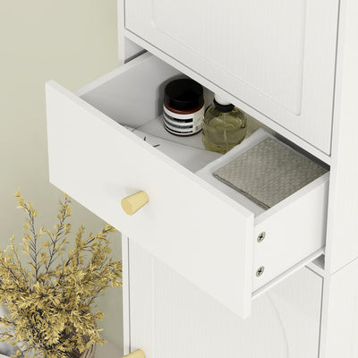 HOMCOM Tall Bathroom Cabinet with Arched Doors - White 