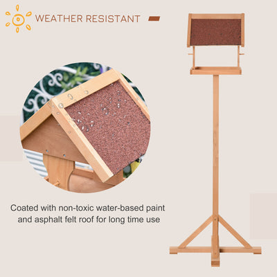PawHut Wooden Bird Table Wild Bird Feeding Station Freestanding Feeder for Garden Outdoor 55 x 55 x 144cm 
