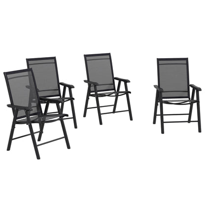 Outsunny Set of 4 Foldable Metal Garden Chairs Outdoor Patio Park Dining Seat Furniture Black 
