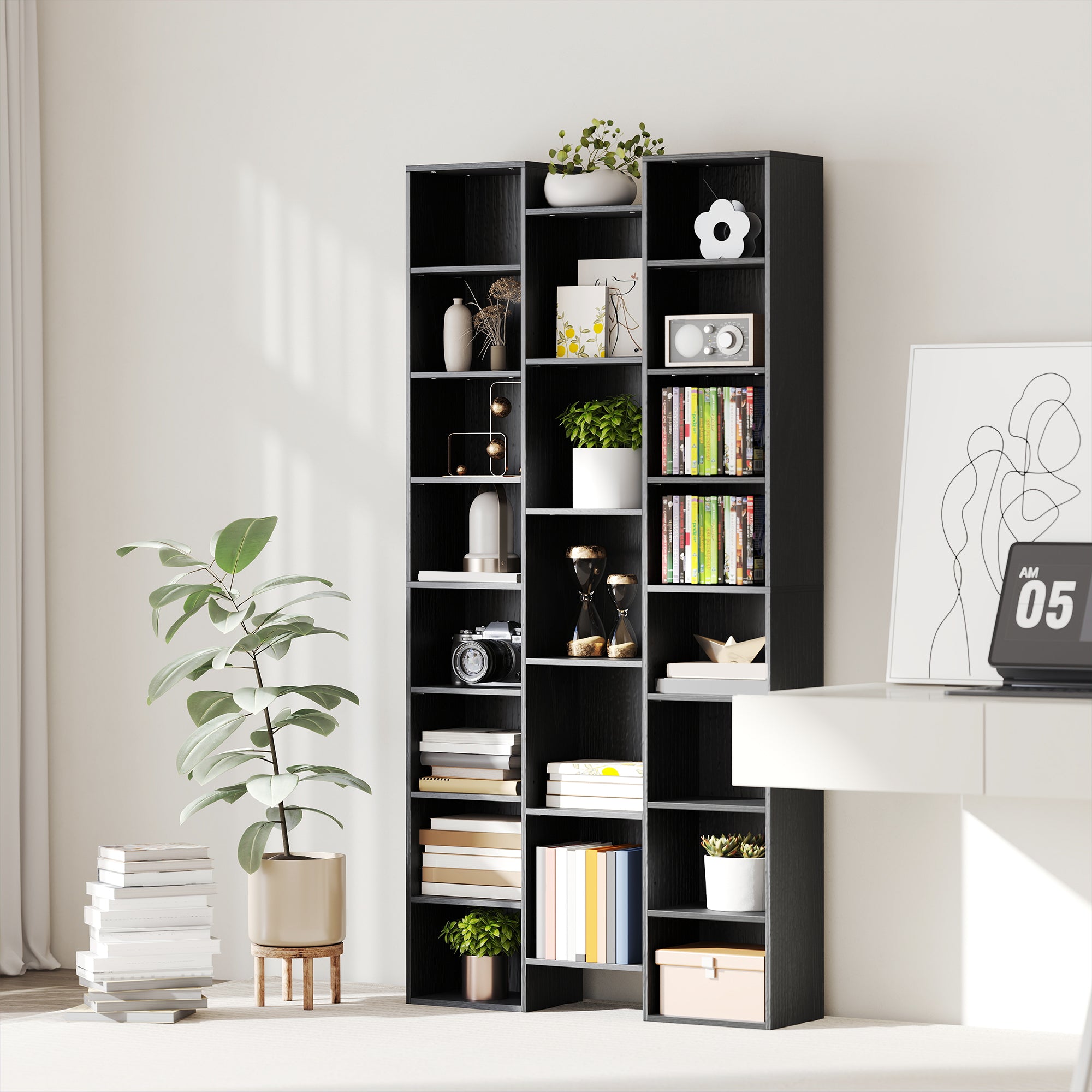 HOMCOM 21-Compartment Bookshelf - Black 