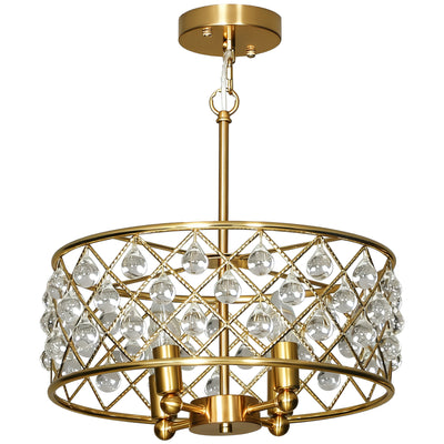 HOMCOM 51 Crystallite Four-Bulb Chandelier - Gold-Tone 