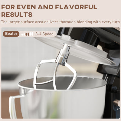 HOMCOM 1300W Kitchen Stand Mixer, with Accessories - Black 