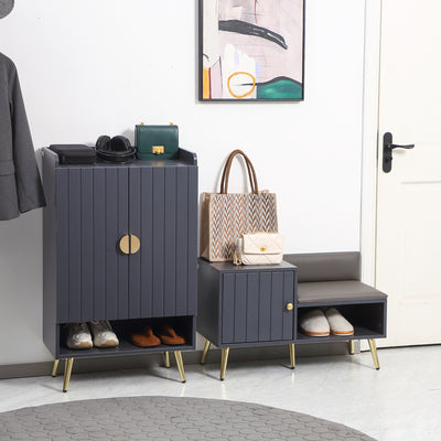 HOMCOM Shoe Storage Unit, with Padded Seat - Grey 