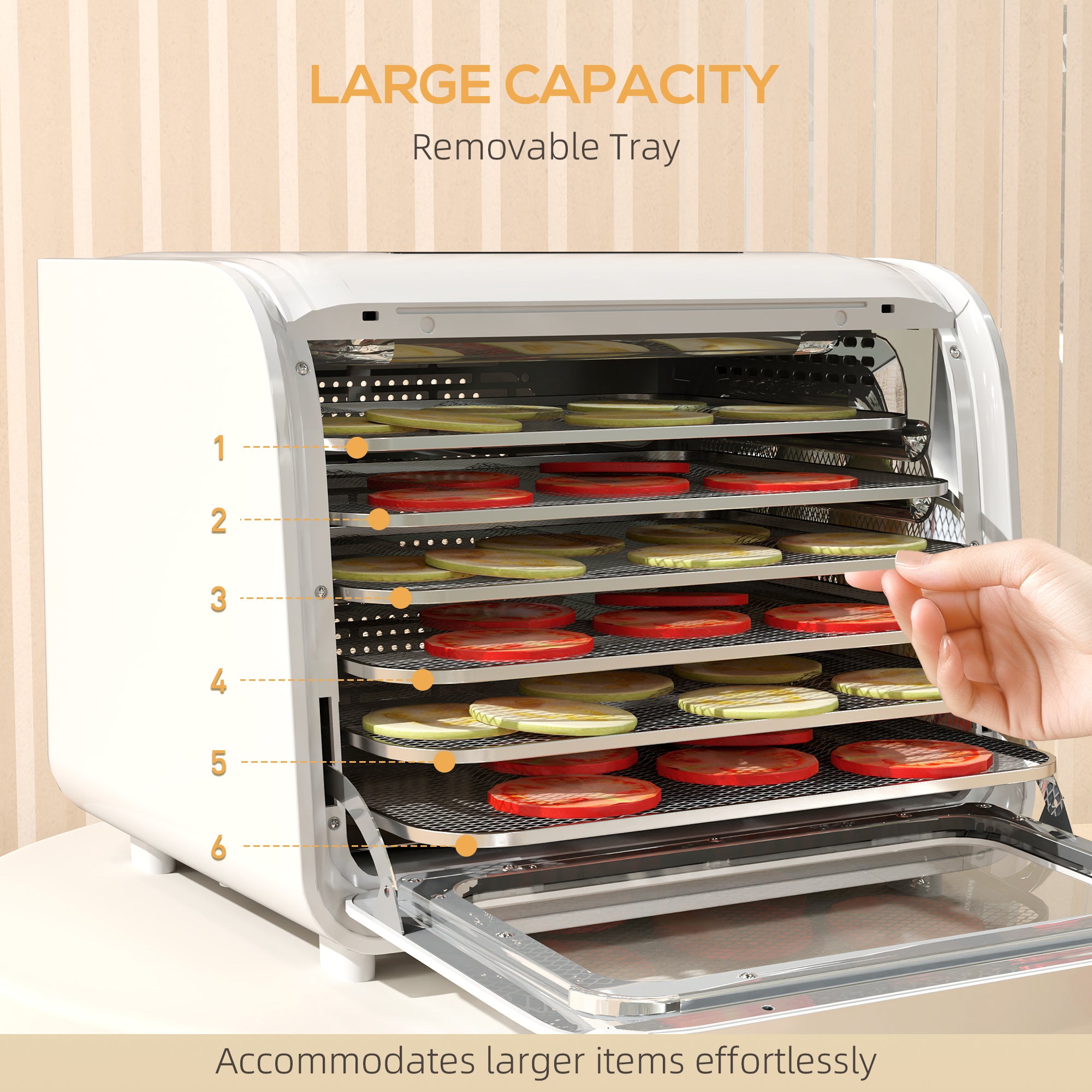 HOMCOM 35-70\'c2\'b0C Six-Tray Food Dehydrator - White