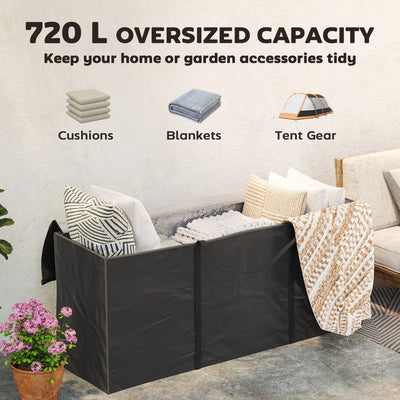 Outsunny 720 L Outdoor Garden Cushion Storage Bag, Heavy Duty 600D Oxford Fabric Waterproof Garden Furniture Cushion Storage Bag with 2-Way Zip for Tent, Christmas Tree, 175 x 55 x 75 cm, Black 