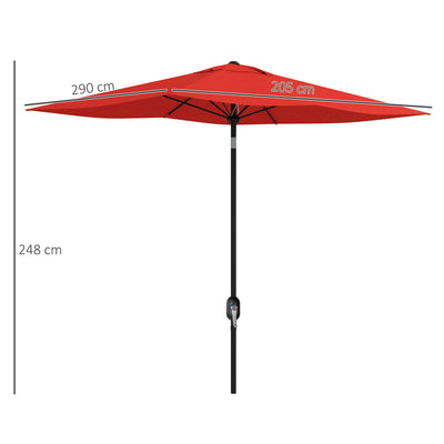 Outsunny 2 x 3(m) Garden Parasol Umbrella, Rectangular Outdoor Market Umbrella Sun Shade with Crank & Push Button Tilt, 6 Ribs, Aluminium Pole, Wine Red 