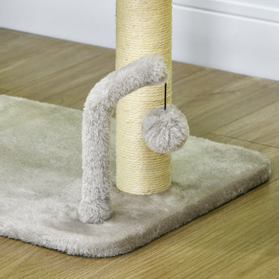 PawHut 42cm Indoor Cat Tree, with Toy Balls, Sisal Scratching Post - Light Grey 
