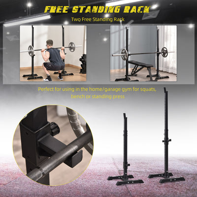 HOMCOM Adjustable Squat Rack, Weight Strength Training Bench Press Rack Barbell Rack Power Rack Weight Bench Supporter for Home Gym Exercise, Max Load 150kg, 124-154cm 
