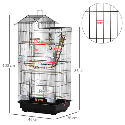 PawHut Bird Cage for Budgies, Finches, Canaries w/ Accessories, Toys, Tray 