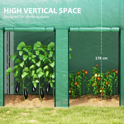 Outsunny 200 x 100cm Walk-In Greenhouse, with Zipped Doors - Green 