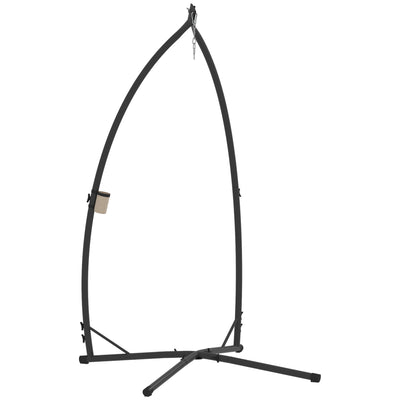 Outsunny Hammock Chair Stand Only, Hanging Chair Stand with X-Shape Base, Heavy Duty Steel Single Hammock Egg Swing Frame for Indoor Outdoor, 150 KG Load Capacity Black 