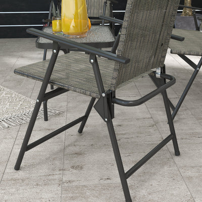 Outsunny Outdoor\'c2\'a04 Pieces Patio Furniture Set with Breathable Mesh Fabric\'c2\'a0Seat & Backrest,\'c2\'a0Garden Set with Two Foldable Armchairs, a Loveseat &\'c2\'a0Glass\'c2\'a0Top\'c2\'a0Table, Mixed Brown 
