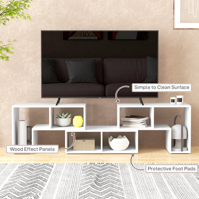 HOMCOM TV Stand for TVs up to 75 Inches, Free Combination TV Unit with Storage Shelves, Extendable Entertainment Centre for Living Room, White Wood Grain 
