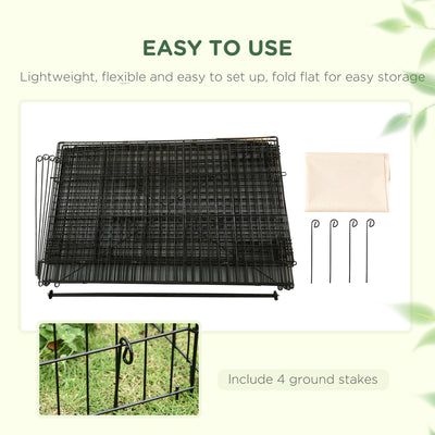 PawHut Metal Rabbit Run Playpen, Guinea Pig Cage, 220 x 103 x 103 cm, Beige 