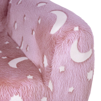 AIYAPLAY Kids Armchair, Glow in the Dark Chair with Star Design for Bedroom, Playroom, Kids Room, Pink 