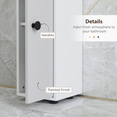 kleankin 180cm Slim Bathroom Cabinet, with Drawer, Shelves and Cupboards - Light Grey 