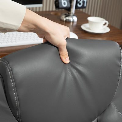 HOMCOM Faux Leather Office Chair. with Flip-Up Armrests - Charcoal Grey 