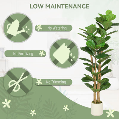 HOMCOM 150cm Artificial Fiddle Leaf Fig Tree - Green 