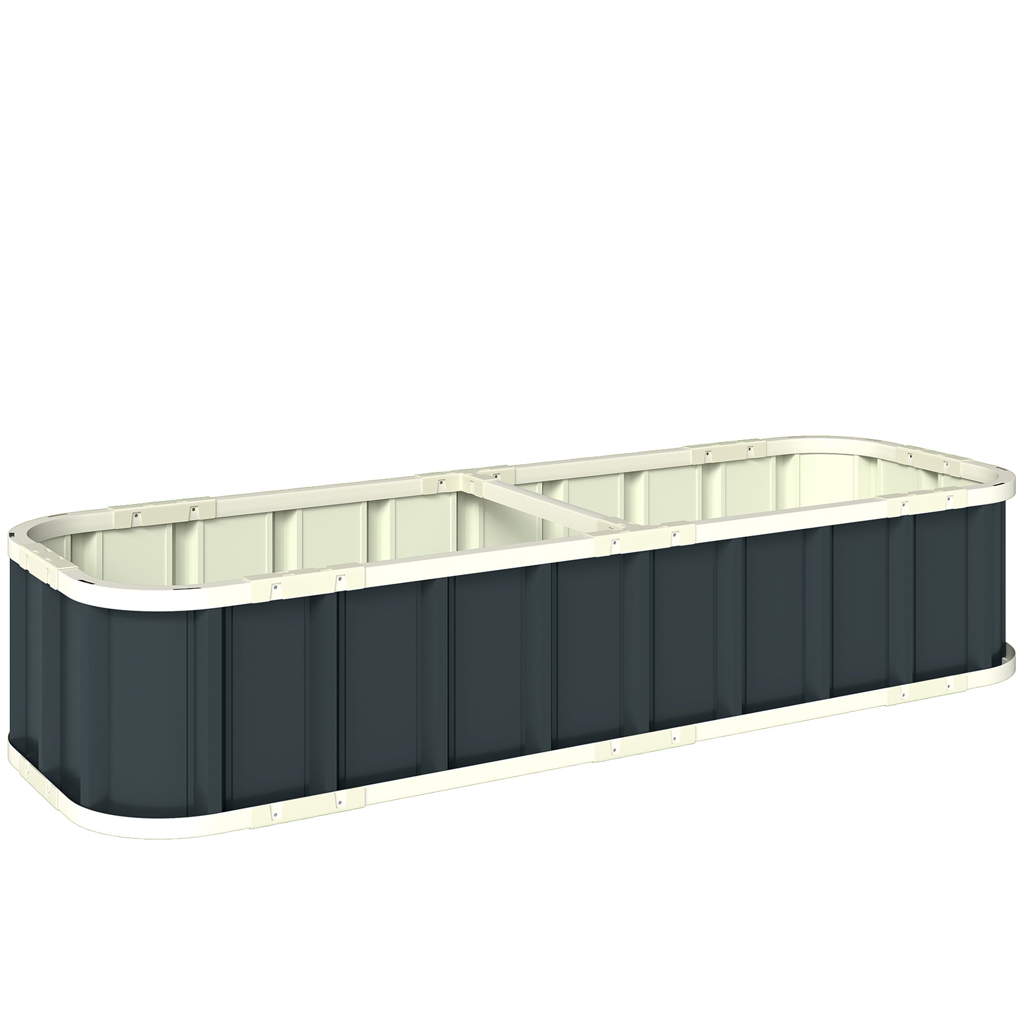 Outsunny Galvanised Raised Garden Bed, 5 x 2 x 1 ft Metal Planter with Gloves and Folded Edging, Dark Grey 