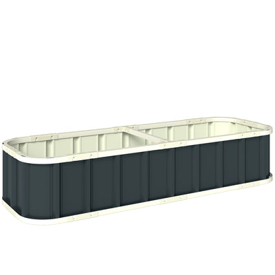 Outsunny Galvanised Raised Garden Bed, 5 x 2 x 1 ft Metal Planter with Gloves and Folded Edging, Dark Grey 