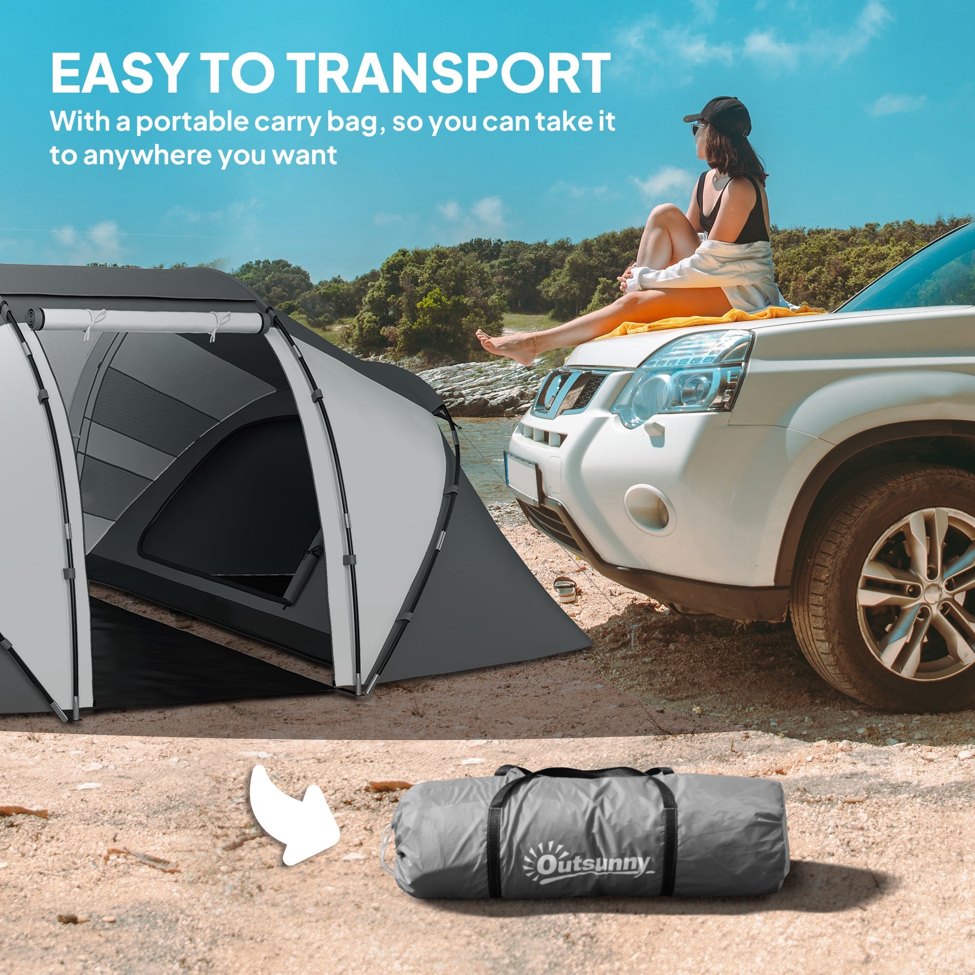 Outsunny 4-6 Man UV Protection Camping Tent - Charcoal Grey and White 