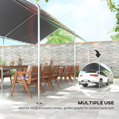 Outsunny 3 x 6m Heavy Duty Carport Garage Car Shelter Galvanized Steel Outdoor Open Canopy Tent Water UV Resistant Waterproof, Grey 