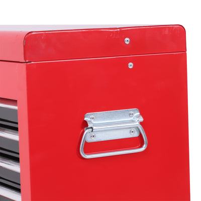 HOMCOM Tool Chest, Metal Tool Cabinet on Wheels with 6 Drawers, Pegboard, Top Chest and Roller Cabinet Combo, 61.6 x 33 x 108cm, Red and Black 