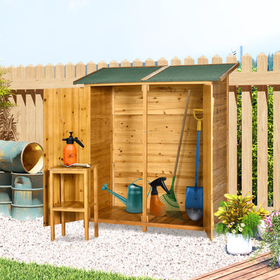 Outsunny 139 x 75 Fir Wood Garden Shed, with Asphalt Roof - Natural 