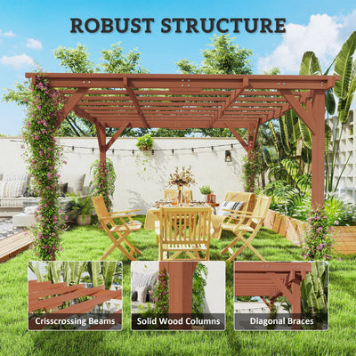 Outsunny 3.3 x 3.3(m) Wooden Pergola Kit, Graden Pergola Gazebo Grape Trellis with Stable Structure for Climbing Vines, Flowers 