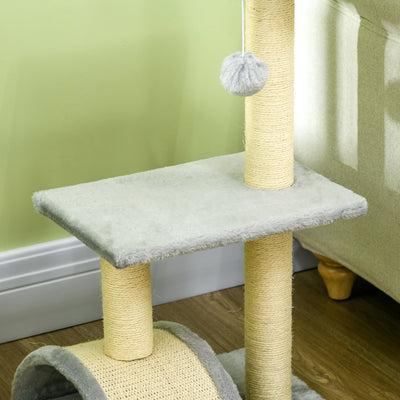 PawHut 72cm Cat Tree with Scratching Post, Pad for Indoor Cats - Light Grey 
