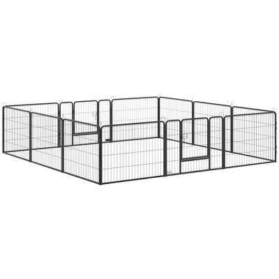 PawHut 12 Panels Heavy Duty Puppy Playpen, for Small Dogs, Indoor and Outdoor Use - Silver 