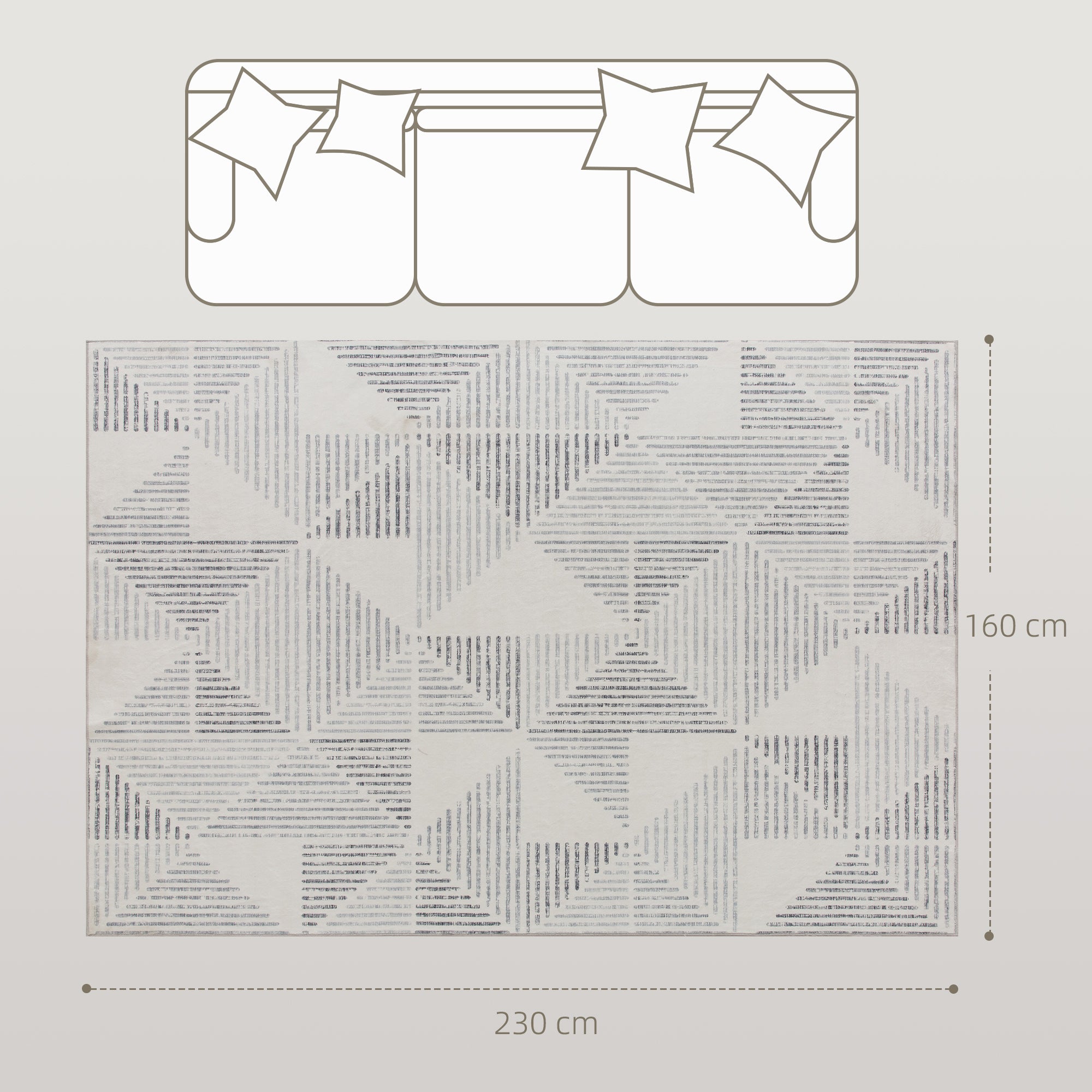 HOMCOM Modern Area Rug, Geometric Pattern Non-Slip Washable Rug, Soft Floor Carpet for Living Room, Bedroom, Dining Room, Home Office, 230 x 160 cm, Grey