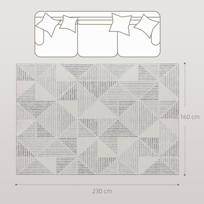 HOMCOM Modern Area Rug, Geometric Pattern Non-Slip Washable Rug, Soft Floor Carpet for Living Room, Bedroom, Dining Room, Home Office, 230 x 160 cm, Grey