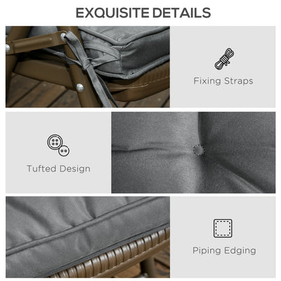 Outsunny Set of 4 Garden Seat Cushion with Ties, 42 x 42cm Replacement Dining Chair Seat Pad, Grey 