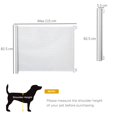 PawHut Retractable Stair Gate,  Dog Pet Barrier, for Doorway, Staircase, Hallway - White 