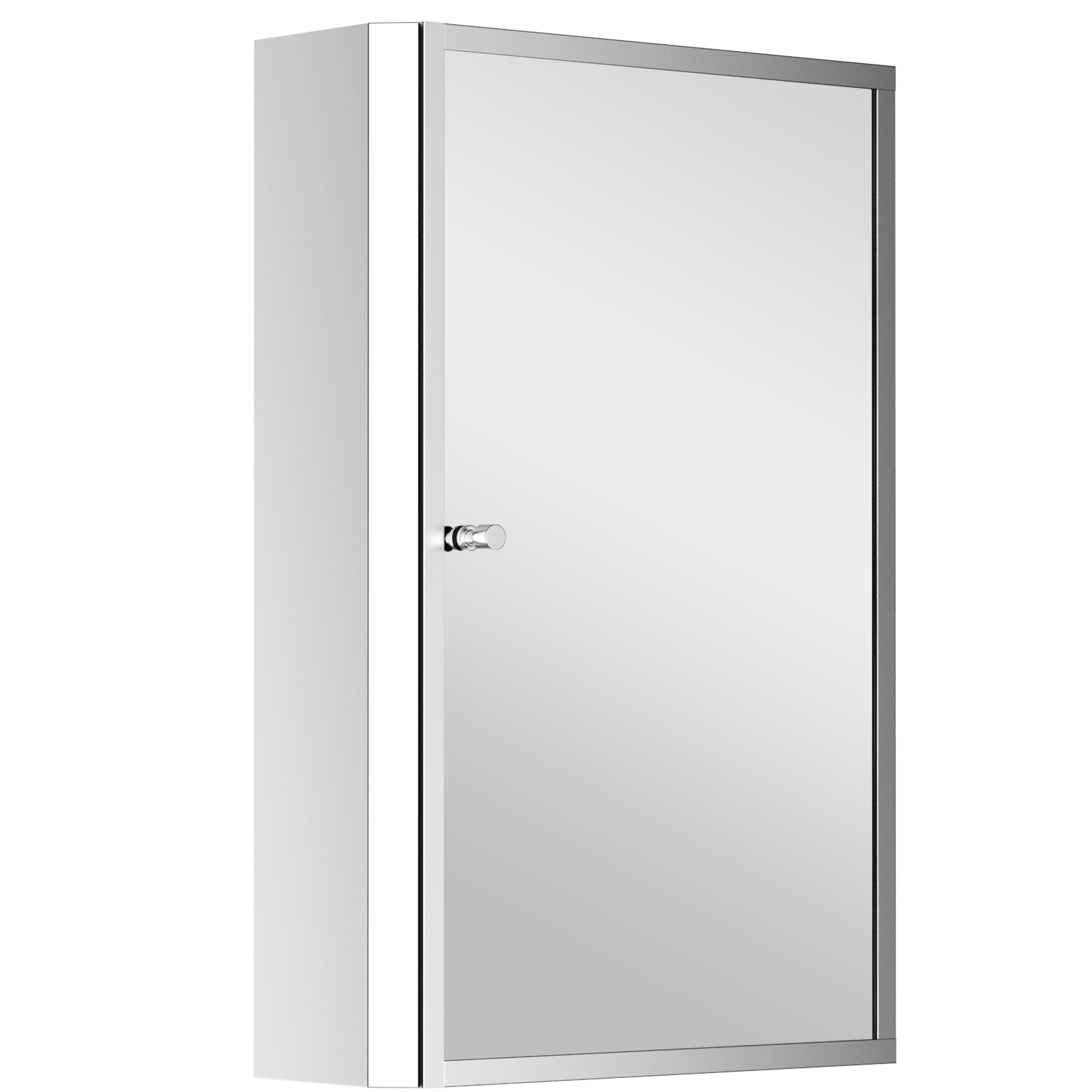 HOMCOM Stainless Steel Wall mounted Bathroom Mirror Cabinet 2 Shelves Storage Unit Furniture w/Single Door (60H x 40L x 13D (cm)) 