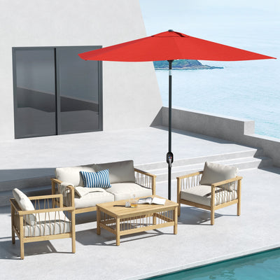 Outsunny 2 x 3(m) Garden Parasol Umbrella, Rectangular Outdoor Market Umbrella Sun Shade with Crank & Push Button Tilt, 6 Ribs, Aluminium Pole, Wine Red 