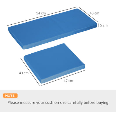Outsunny Outdoor Seat Cushion Pads for Rattan Furniture, 3 PCs Garden Furniture Cushions,  Sky Blue 