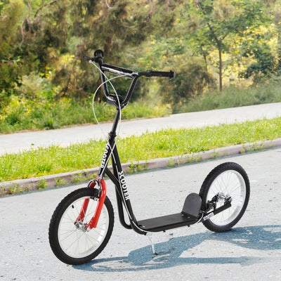 HOMCOM Kick Scooters for Kids with Adjustable Height, Anti-Slip Deck, Dual Brakes, Rubber Tyres, for Boys and Girls Aged 5+ Years Old - Black 