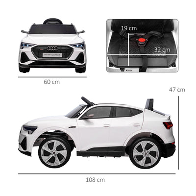 HOMCOM 12V Kids Electric Ride-On Car, with Remote Control, Lights, Music, Horn - White 