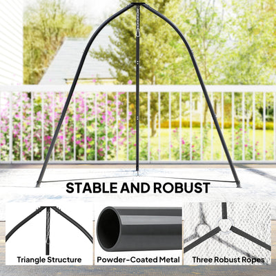 Outsunny Hammock Stand for Hanging Chair Adjustable Height Tripod Hammock Chair Stand Only with Chain, 150 kg Capacity, Black 