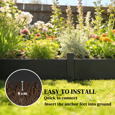Outsunny 5pcs Garden Fence, Metal Picket Fence Panels, 115x20cm, Black 
