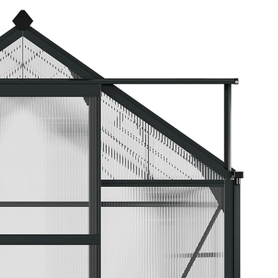 Outsunny 6 x 8ft Polycarbonate Greenhouse, Large Walk-In Green House with Slide Door and Window, Garden Plants Grow House with Aluminium Frame and Foundation, Grey 