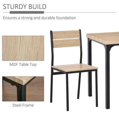 HOMCOM Three-Piece Minimal and Compact Dining Set, Light Wood Grain 