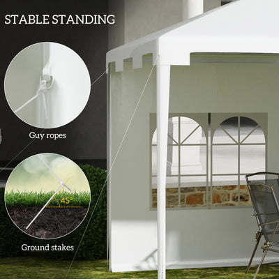 Outsunny 3 x 4 m Garden Gazebo Shelter Marquee Party Tent with 2 Sidewalls for Patio Yard Outdoor - White 